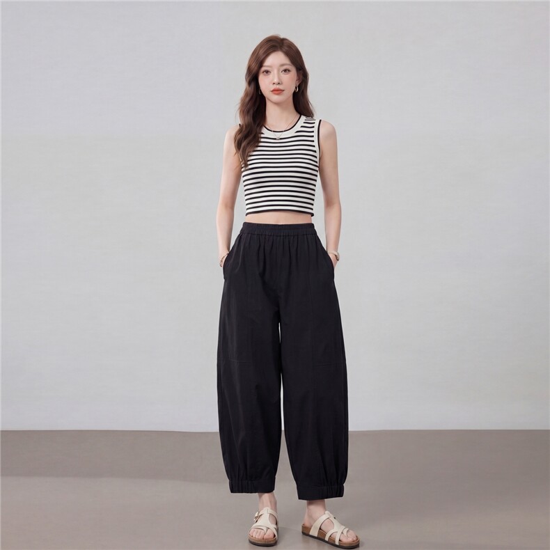 【夏季女装新款】时尚休闲简约百搭八分裤,女装休闲裤,缘衣格