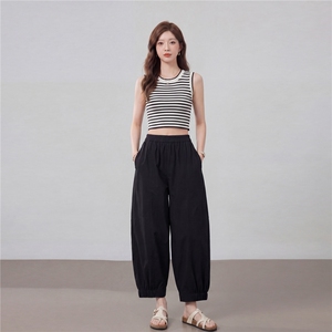 【夏季女装新款】时尚休闲简约百搭八分裤图片