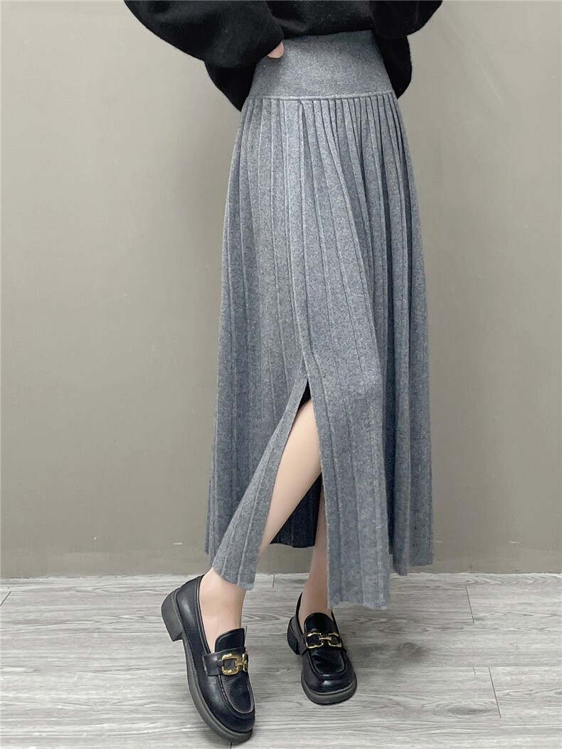 2025年秋季半身裙开叉时尚百搭，女装半身裙，织绒羊