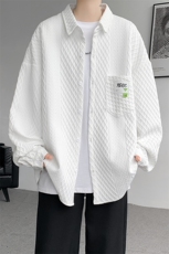 衬衫男秋季新款港风宽松大码提花长袖衬衣CS027-P45，男装衬衫，星座214-3