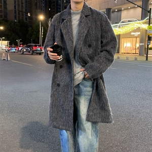 高档男毛呢大衣双排扣羊毛呢子风衣长款西装外套男JK02566-P115图片