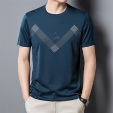 男士短袖T恤2023新款圆领纯色薄款中年爸爸装半袖上衣P45，男装T恤，星座1105-3