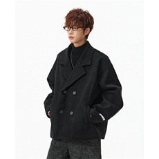 高品质男短款双排扣大衣高级感呢子外套休闲西装夹克，男装夹克，星座903-1