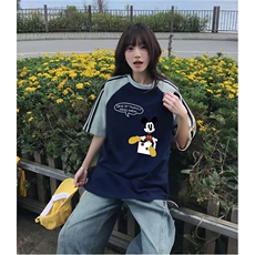 抖音得物品质二开240克宽松纯棉美式潮牌插肩三杠织带短袖T恤，男装T恤，电商A486