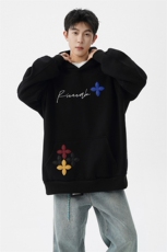 秋季美式小众情侣加厚外套宽松重工贴片刺绣连帽卫衣男潮WY22P78，女装短外套，电商D206-1