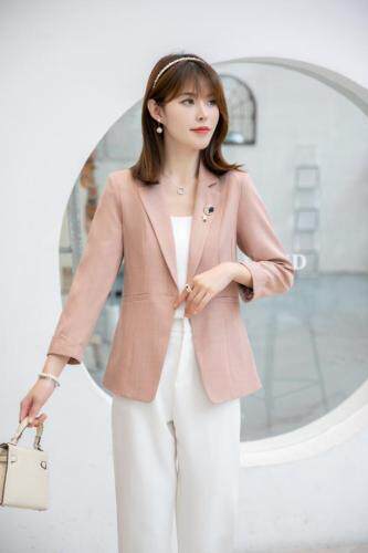 【新款现货】秋季星月美人胸针粉色色气质小西装，女装西装，水锦红