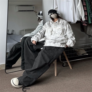 美式涂鸦水洗牛仔外套男款宽松做旧磨破高级感渐变上衣JK1095-P88图片