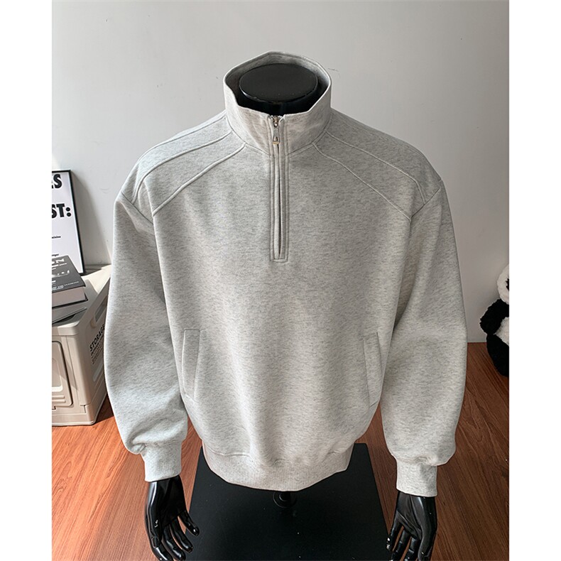 65棉重磅450克拼接圆领短宽套头拉链POLO衫外套男RH5316-P49,男装Polo衫,星座610B-1
