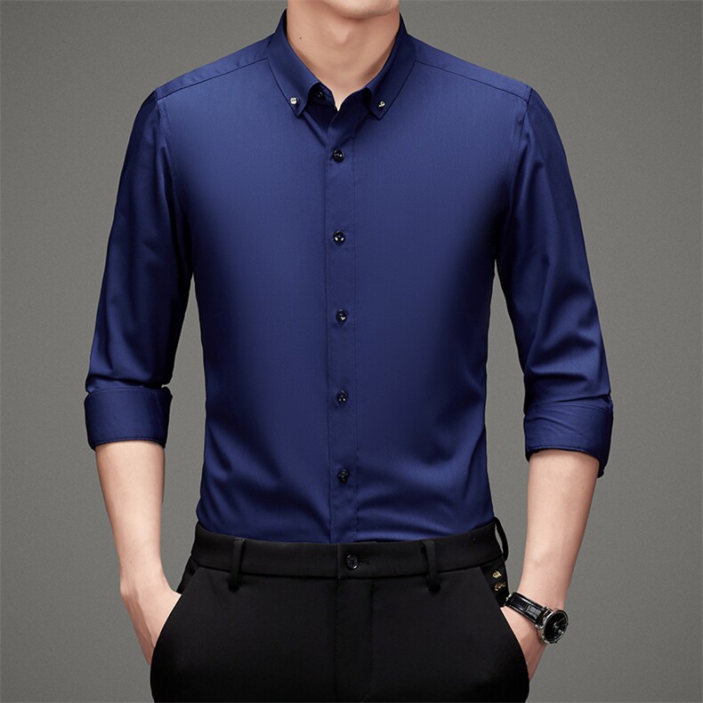 新款男士长袖衬衫商务休闲衬衣秋季上衣服高端中年时尚百搭男装,男装衬衫,电商B212（原钱塘6029）