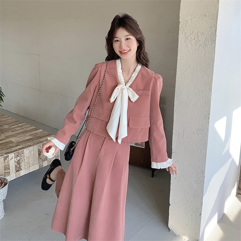 现货-粉色丝绒套装203-8868-P165-K238,女装套装/套裙,浙宝203