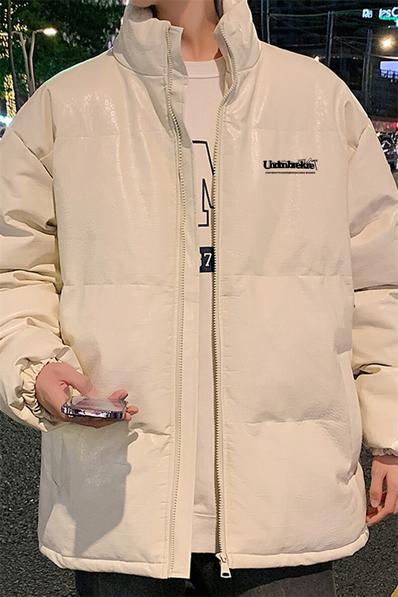 港风直播抖音高品质宽松男羽绒棉加厚PU皮棉衣外套M1501P90,男装棉衣,电商C408-1(原B339-1)