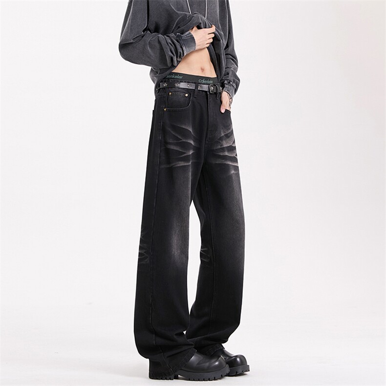 春季 美式ins高街hiphop重工艺水洗牛仔裤货号K2320-1P55图片