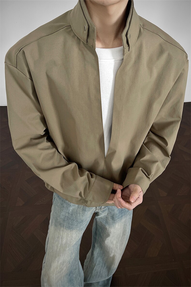 春秋男士原创撞色拼接铆钉假两件衬衣宽松休闲衬衫外套,男装衬衫,电商B319