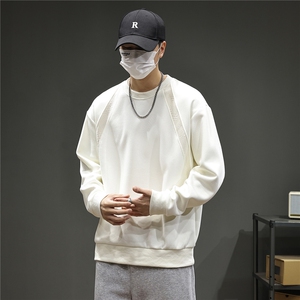 高端美式潮牌卫衣男春秋拼接衣服男士黑色新款长袖8095-P48K99