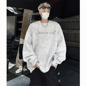 美式复古重磅450克金属印花水洗做旧满天星宽松圆领卫衣MT720-P78图片