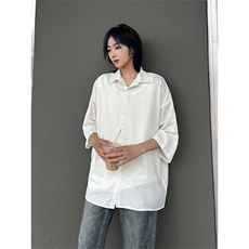 港风大码网红凉感宽松翻领短袖衬衫男女XZ213-CS8804-P35控58，男装衬衫，星座213
