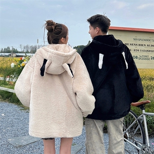 得物二开秋冬新款加绒加厚保暖软糯仿兔毛情侣棉衣-A1666p88控138图片