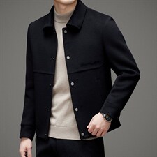 冬季新款羊毛夹克短款男装商务休闲翻领厚冬装外套MSNAY6135-P355，男装毛呢大衣，电商B212（原钱塘6029）