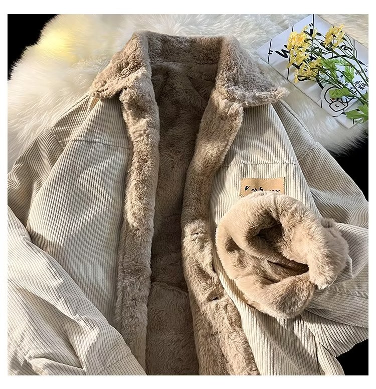 灯芯绒棉衣外套男女高街潮牌冬季复古日系加绒保暖棉服GM226-P70图片