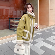 新款主推仿水貂皮毛一体外套2688-P205-K308，女装短外套，2C129