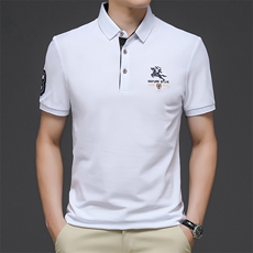 男士免烫短袖t恤薄款夏季中年休闲刺绣半袖POLO衫HM6521-P55，男装Polo衫，星座1105-3