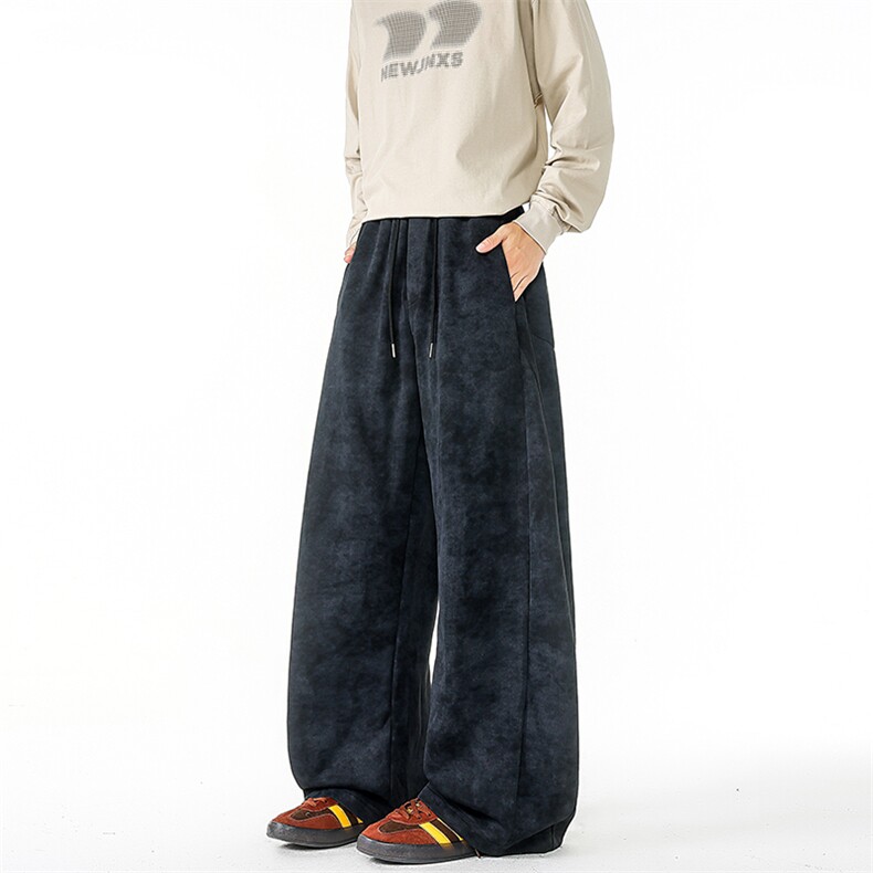 扎染卫裤子男生春秋季宽松慵懒风直筒阔腿裤休闲百搭长裤KZ072P50，男装休闲裤，电商B312