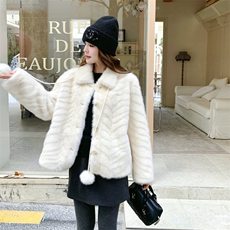 现货金叶貂绒皮毛一体RF058-D6582-P195-K278，女装短外套，2C058