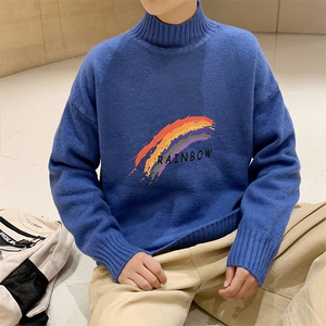 M18064-P45 加绒P65半高领毛衣男士大码针织衫男毛线衣男线衫图片