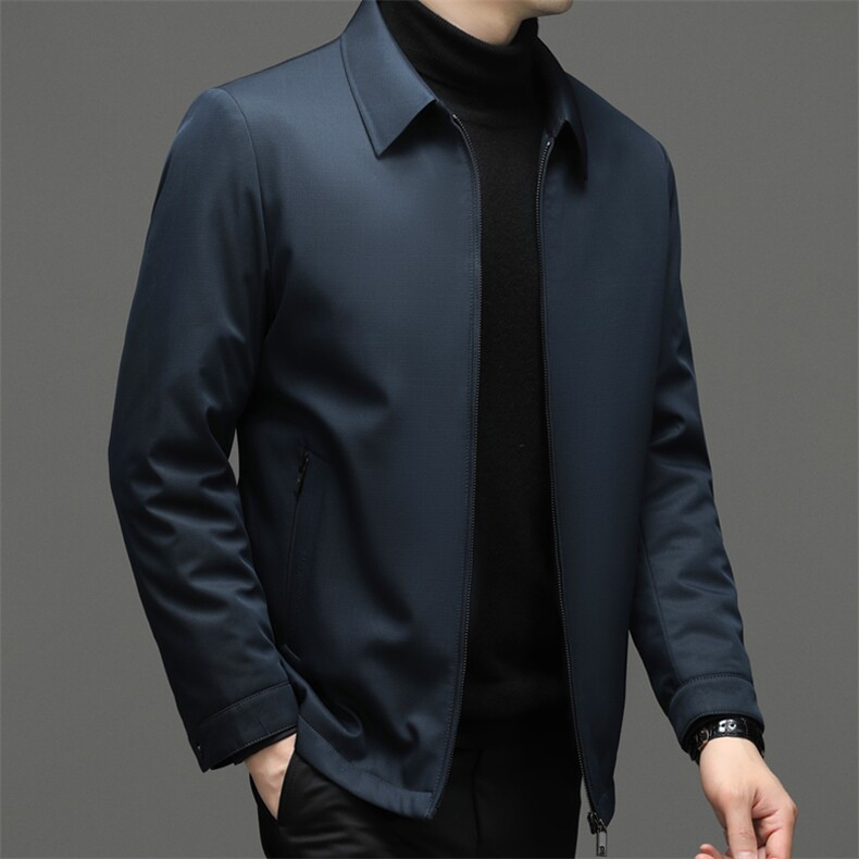中年男士翻领宽松羽绒服新款冬季爸爸装休闲加厚保暖白鹅绒外套,男装羽绒服,电商B212（原钱塘6029）