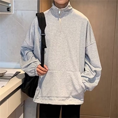 日系复古休闲半高领拉链卫衣男oversize秋冬内搭叠穿上衣W8801，男装卫衣，星座1116A-1（原606A）