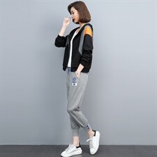 2021年春季新款潮韩版洋气减龄休闲套装女士两件套装裤子春秋款图片