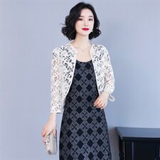 2023年夏季绣花开衫短款修身百搭蕾丝衫/雪纺衫时尚潮流，女装蕾丝衫/雪纺衫，婵米儿