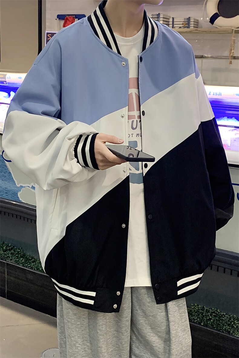 春装新款2022休闲百搭撞色男棒球服夹克外套情侣款D201-DM97-P65,男装夹克,电商D321-1