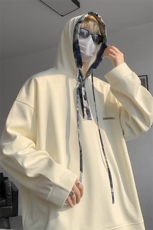 现货WY10108-特P40秋季小熊刺绣拼接设计感连帽潮牌大码卫衣男，男装卫衣，电商A059