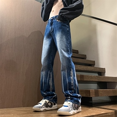 秋季美式ins高街hiphop微喇扎染牛仔裤货号K2313P55控78，男装牛仔裤，电商A063