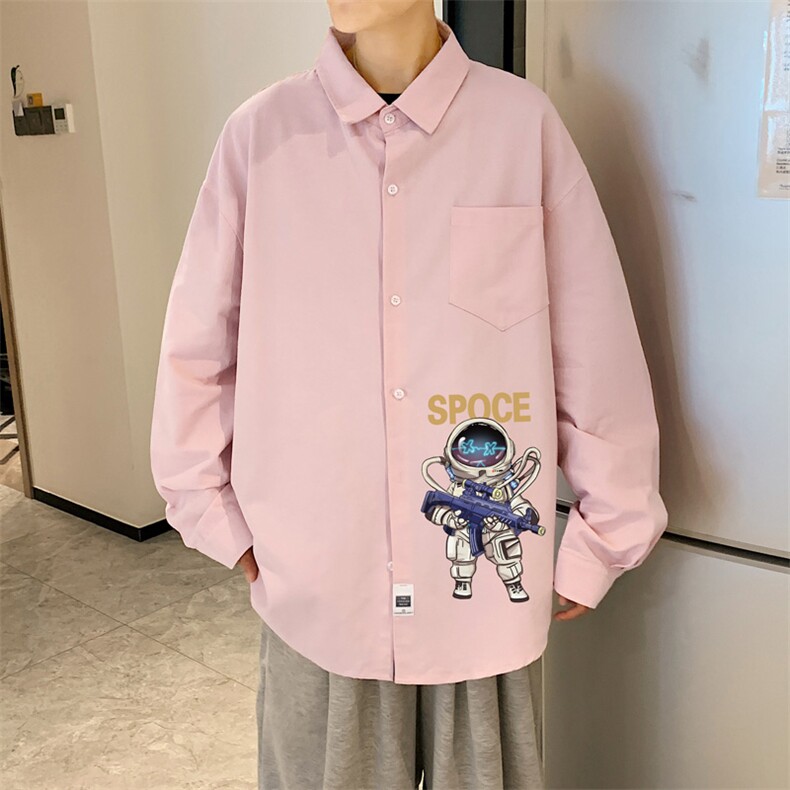 春季长袖衬衫男宽松港风衬衣男外套男CSCS285-P35,男装衬衫,电商B371