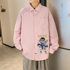 春季长袖衬衫男宽松港风衬衣男外套男CSCS285-P35，男装衬衫，电商B371
