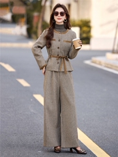 2025年秋季时尚潮流优雅千鸟格加厚套装，女装套装/套裙，贵人树