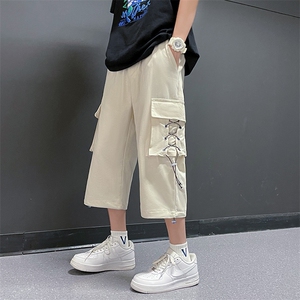工装短裤男夏季新款韩版潮流宽松抽绳休闲裤学生七分裤子D142/P38图片