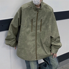 立领机车外套男春秋美式痞帅青年铆钉复古做旧皮夹克JK0193-P88，男装夹克，星座308B-2