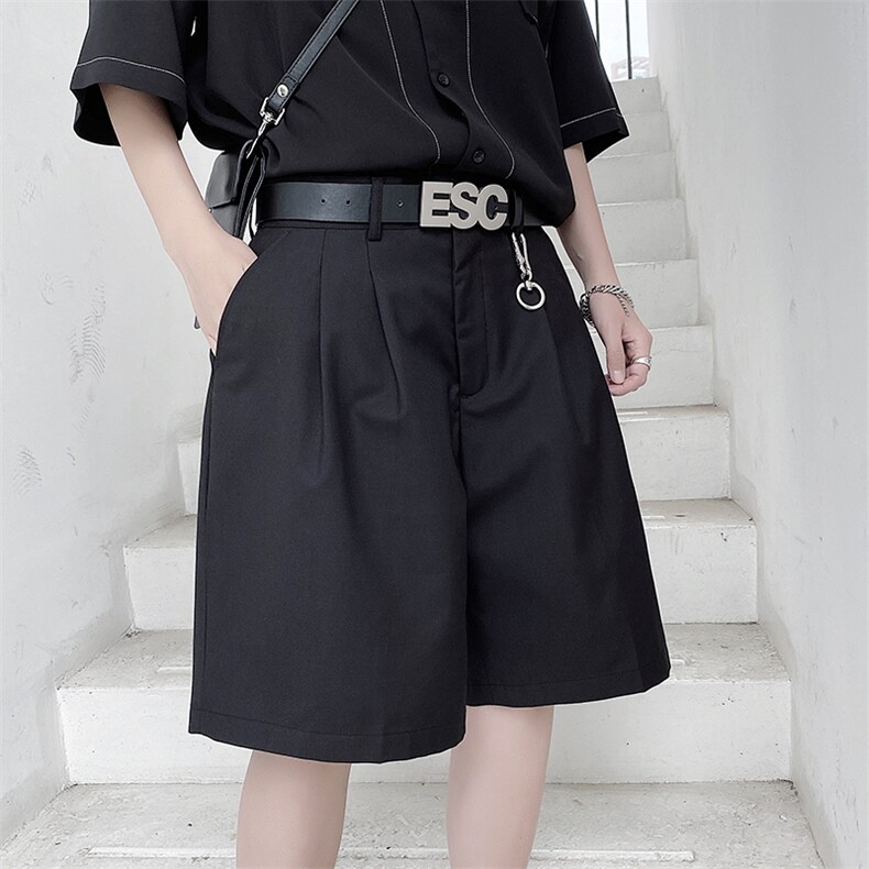 暗黑风国潮牌直筒五分裤男士西装休闲短裤D616P60，男装西裤，星座312B-1