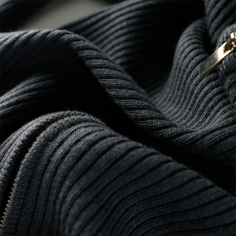 2025年秋季单件时尚百搭通勤双拉链翻领开衫,女装羊毛衫,致织羊绒