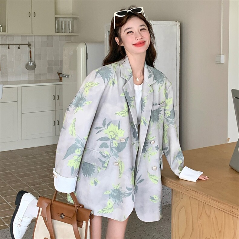 休闲气质碎花西装外套女春秋2025新款小个子高级感通勤爆款小西服图片