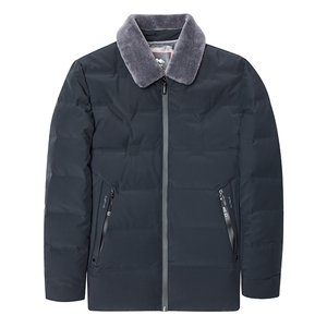 新款冬季白鸭绒加厚保暖外套中年男士羊毛毛领休闲爸爸装羽绒服图片