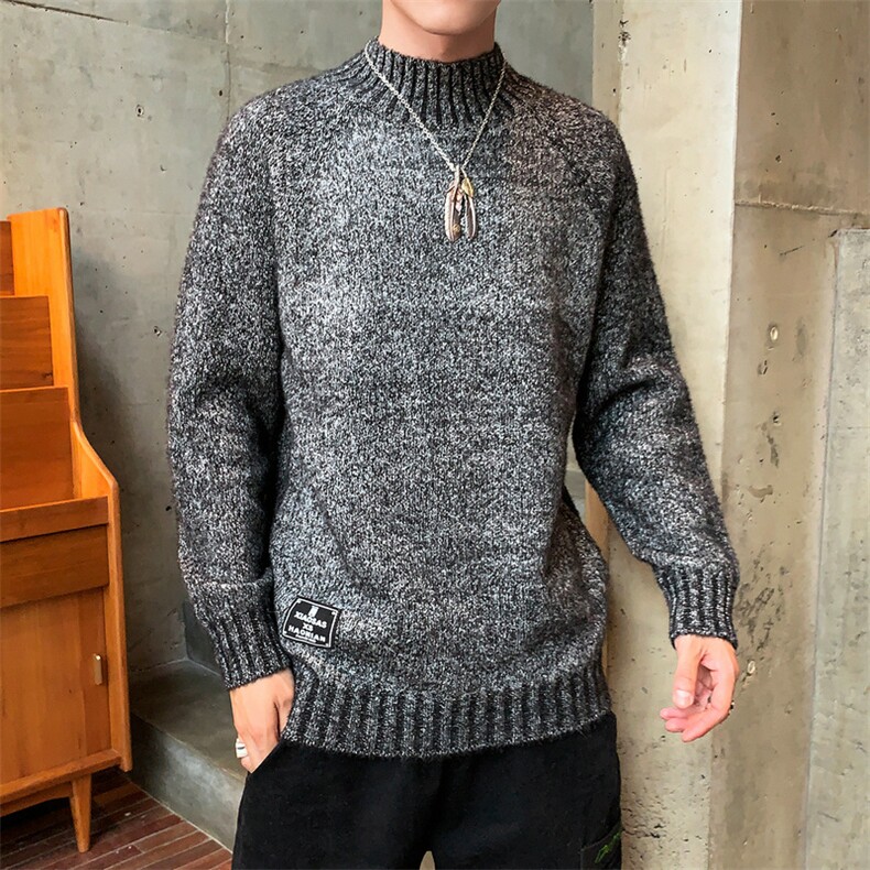 秋冬套头半高领针织衫潮流2021新款毛衣男装DS509T,男装针织衫/毛衣,电商A102