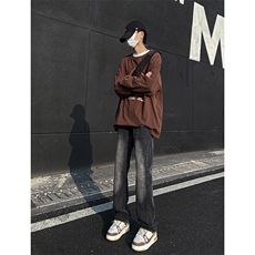 美式高街vibe重工艺做旧水洗hiphop直筒牛仔裤货号K2323P55，男装牛仔裤，电商A063