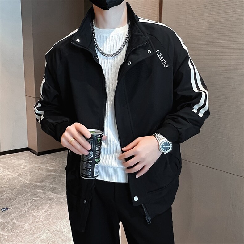 三条杠工装外套男新款潮流短款夹克衣服男士春秋款上衣,男装夹克,星座1013