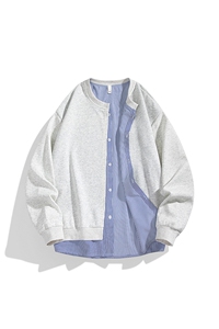 6710-P45秋季新款现货针织圆领假二件卫衣男外衣男士图片