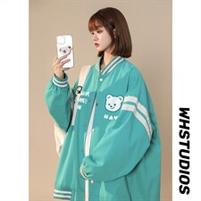 中性秋季百搭宽松棒球服拼色夹克情侣棒球服外套女G6291P65控78，男装夹克，电商A268