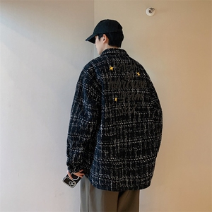 港风小香风衬衫男大码M-5XL中性情侣潮衬衫男CCS8019P45加绒P55图片